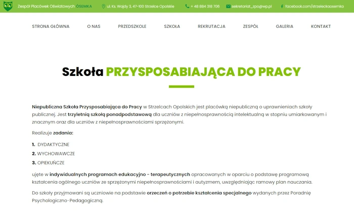 Zespół Placówek Oświatowych ÓSEMKA I Szkoła przysposabiająca do pracy
